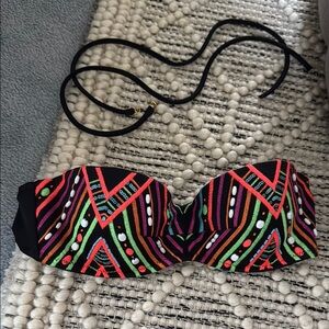 Colorful Beaded Strapless Bikini Top